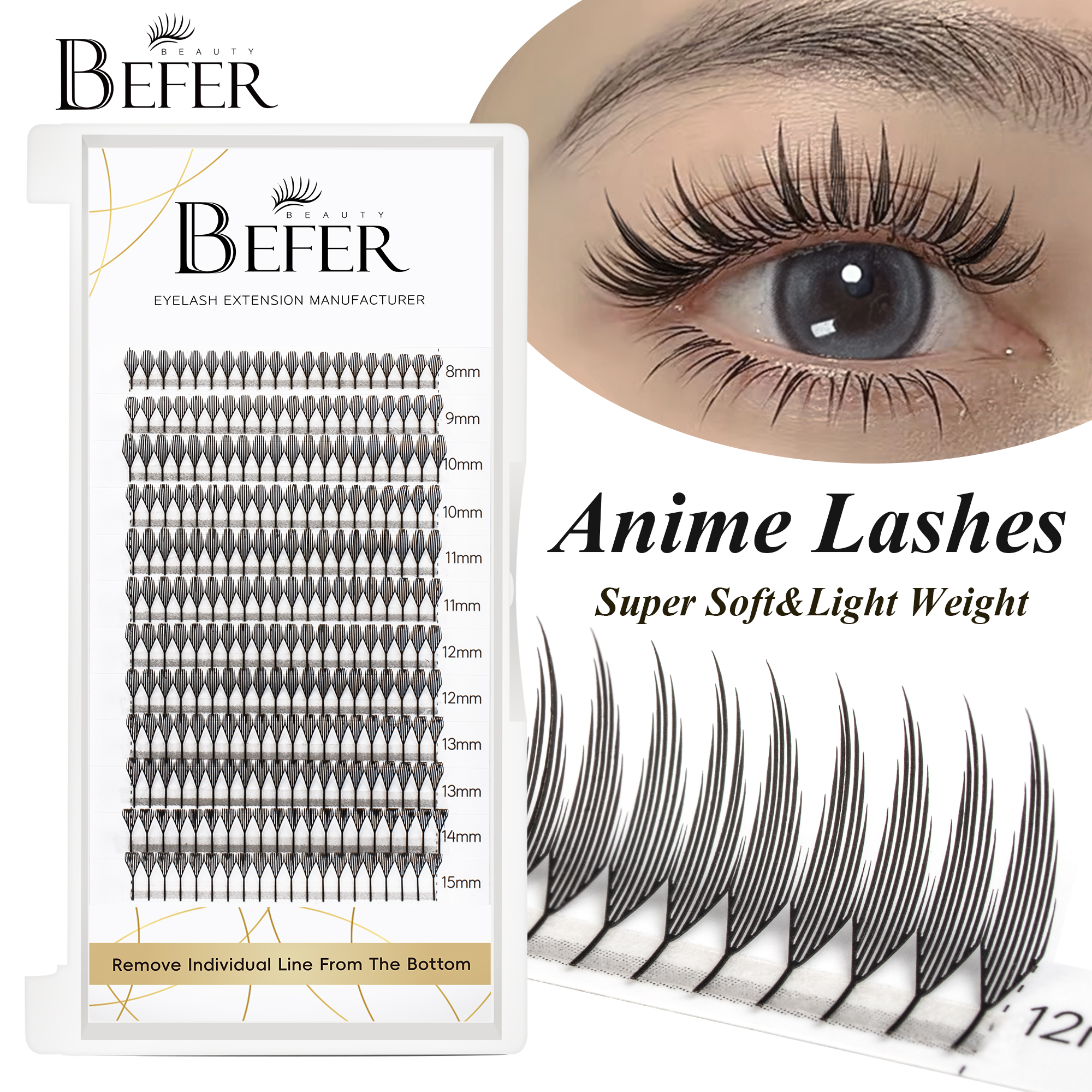 Eyelash Extension Anime Style - Befer Beauty Anime Lashes 240 Clusters