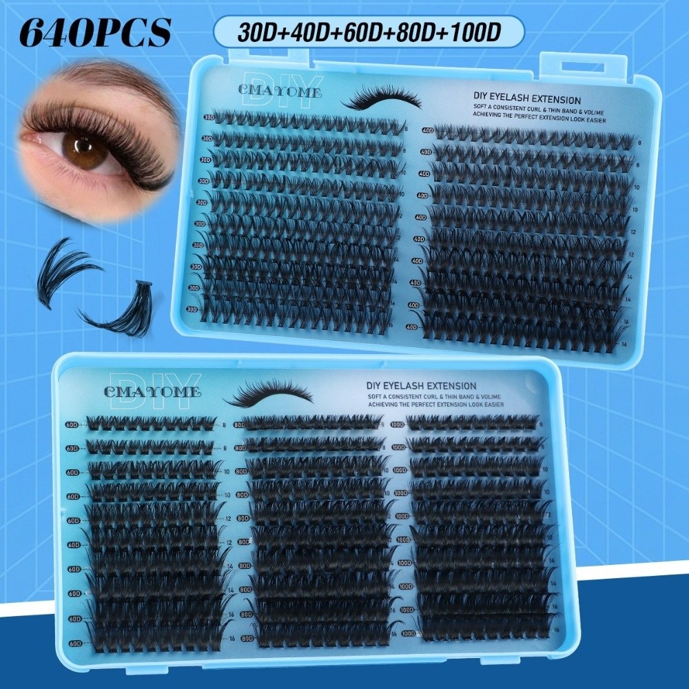 Eyelash Extension Wispy - 640Pcs 8-16mm Length False Eyelashes Fluffy