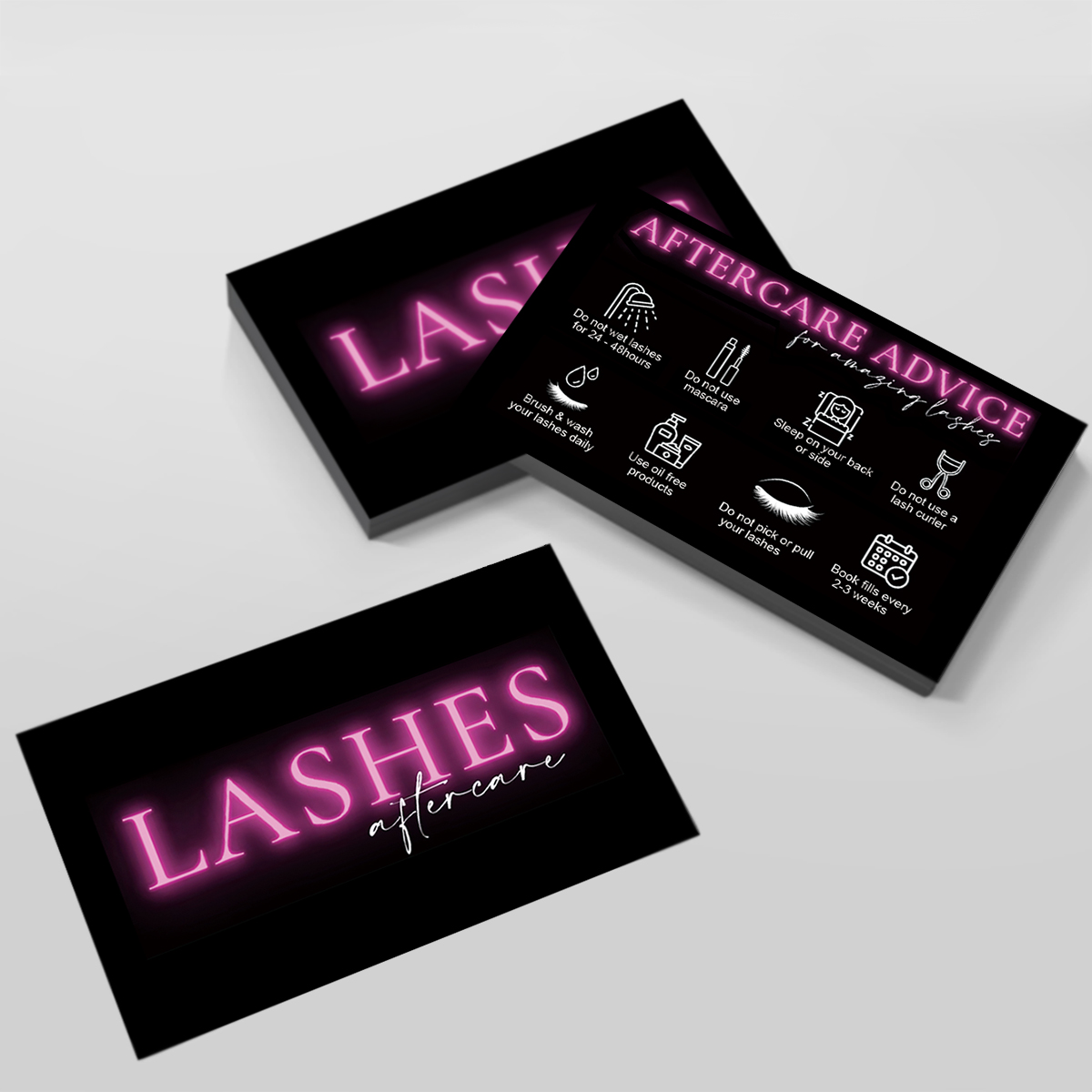 Eyelash Extension Aftercare - 50pcs Black Eyelash Aftercare Card Beauty