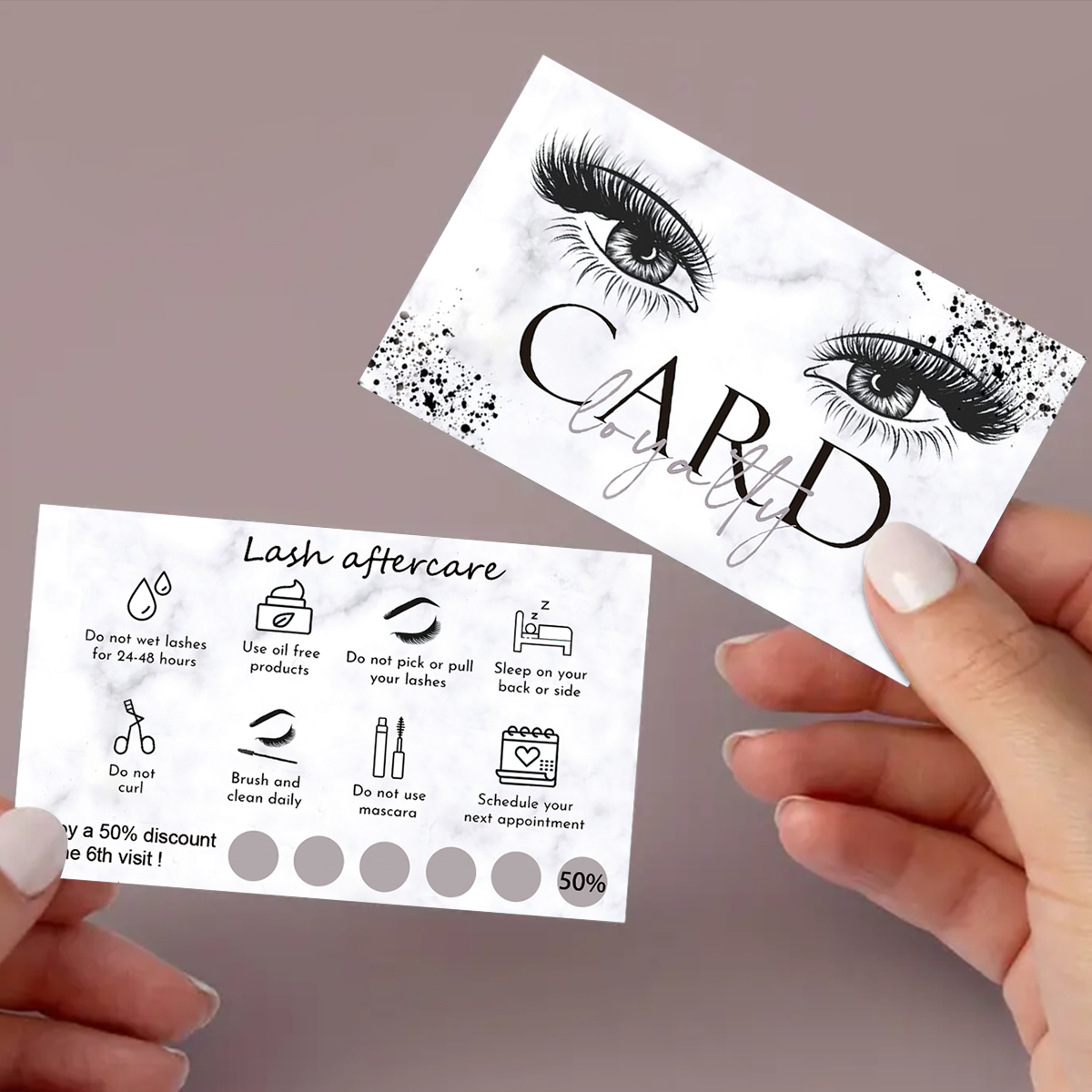 Eyelash Extension Aftercare - 50Pcs/lot Marble Eyelash Aftercare Card Lash