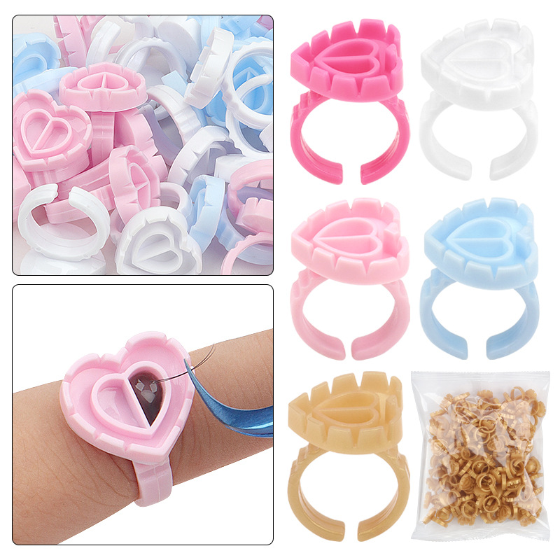 Eyelash Extension Jakarta - 100 PCS Disposable Heart-shaped Plastic Glue