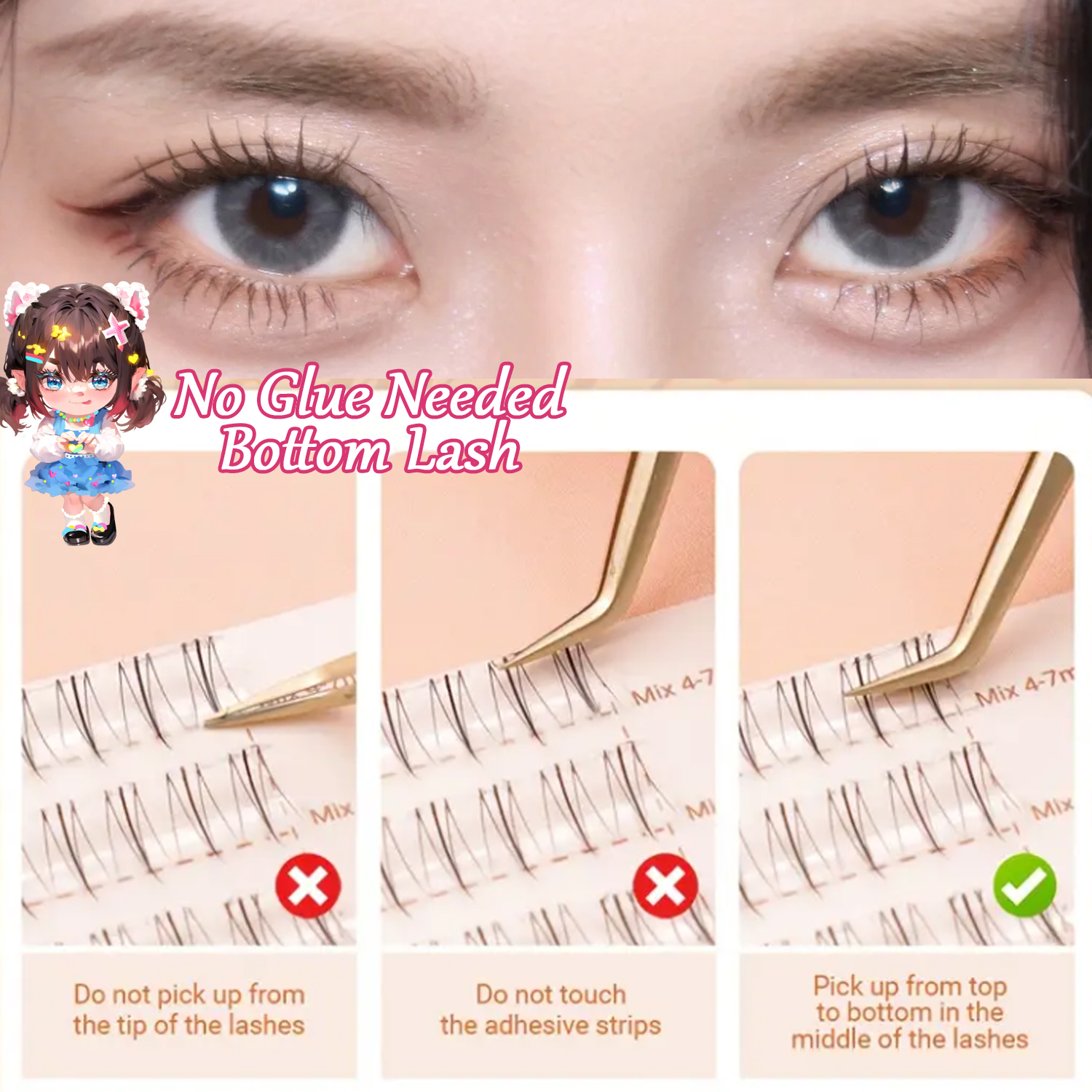 Self Adhesive Bottom Lashes No – Eyelash Extension Korea recenzja i cena